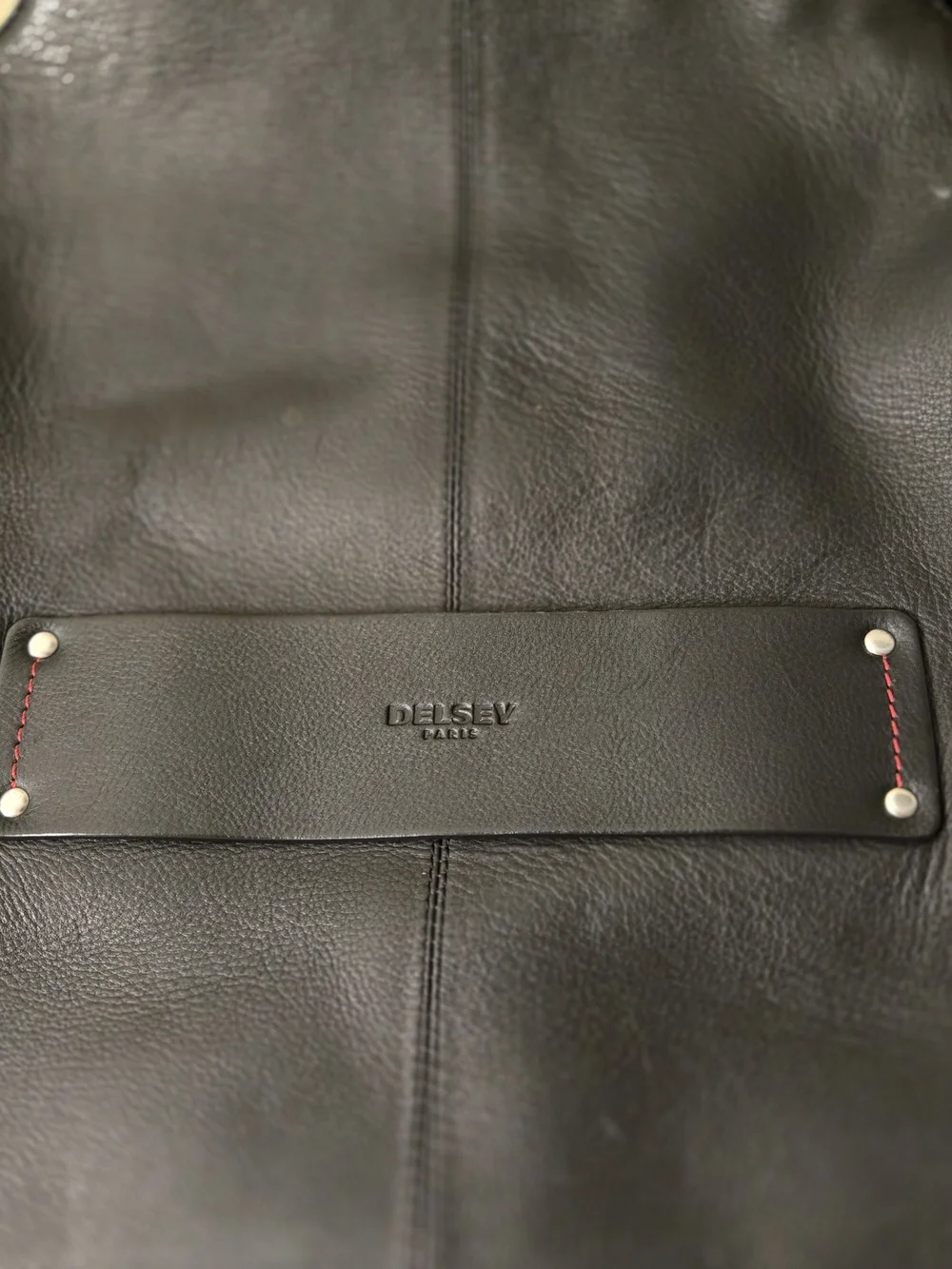 Structured Black Leather Tote with Cutout Handle